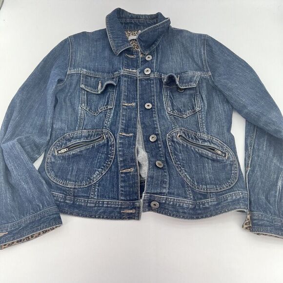 Chicos Platinum Blue Denim Jacket Size Medium - Picture 1 of 4